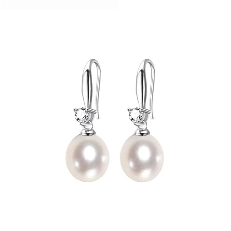 White Freshwater Pearl Dainty Cubic Zirconia Drop Earrings sold by Zulily