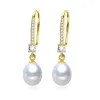 Goldtone Cubic Zirconia Pave White Freshwater Pearl Drop Earrings sold by Zulily