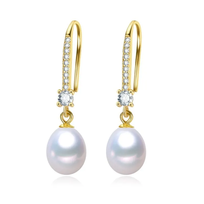 Goldtone Cubic Zirconia Pave White Freshwater Pearl Drop Earrings sold by Zulily