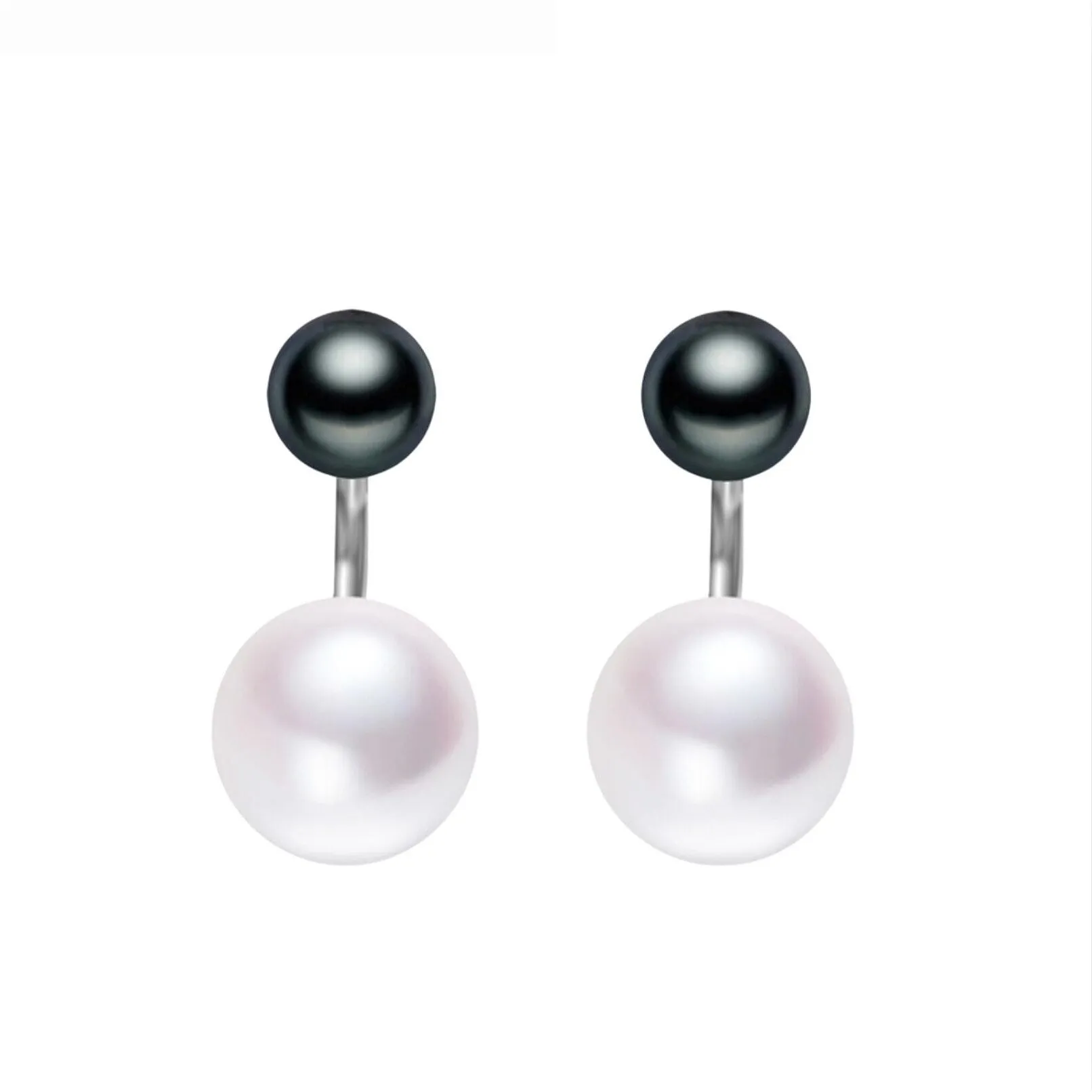Sterling Silver Black & White Double Freshwater Pearl Stud Earrings - Signature Pearls sold by Zulily