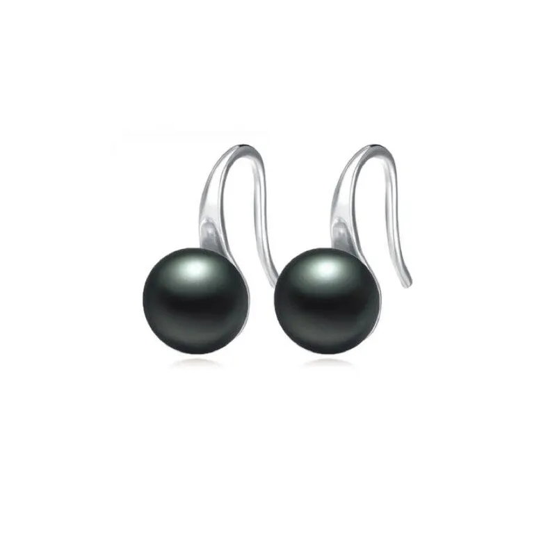 Black Freshwater Pearl Rounded Threader Earrings sold by Zulily