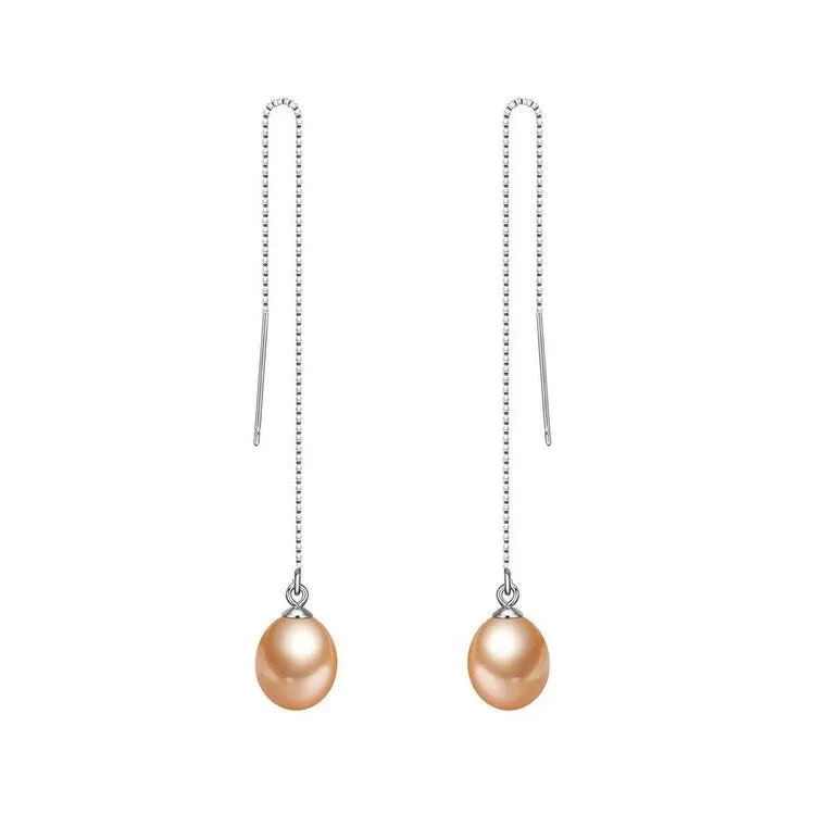 Peach Freshwater Pearl Threader Earrings sold by Zulily