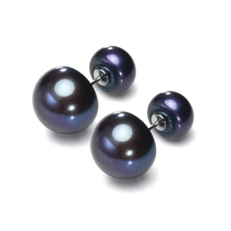 Black Freshwater Pearl Button Stud Earrings sold by Zulily