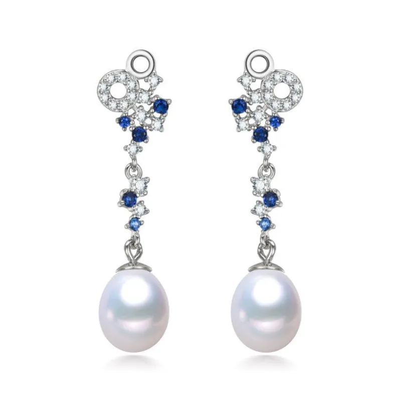White Freshwater Pearl Clear Sapphire Cubic Zirconia Clustered Drop Earrings sold by Zulily