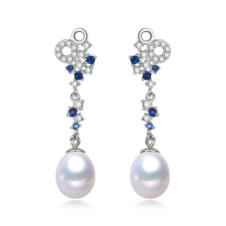 White Freshwater Pearl Clear Sapphire Cubic Zirconia Clustered Drop Earrings sold by Zulily