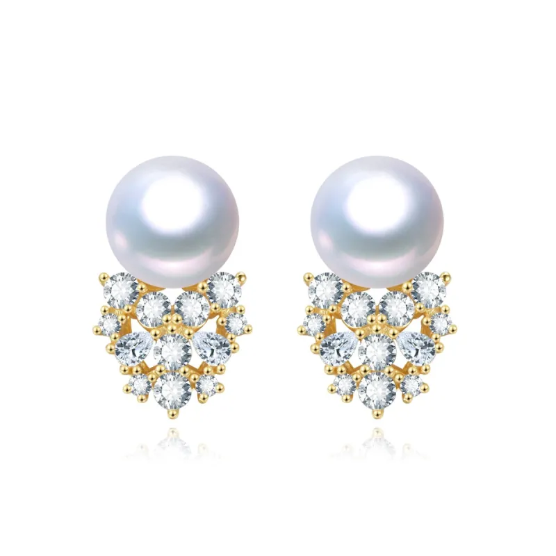 White Freshwater Pearl Goldtone Cubic Zirconia Clustered Stud Earrings sold by Zulily