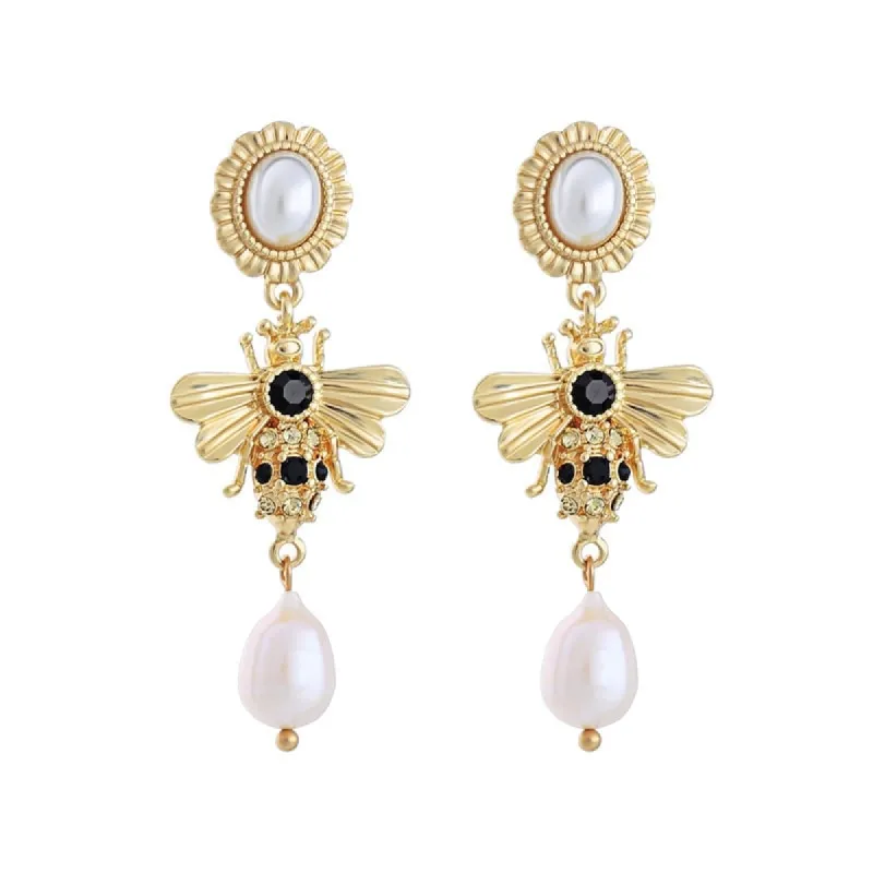 Crystal Freshwater Pearl Bee Drop Earrings sold by Zulily