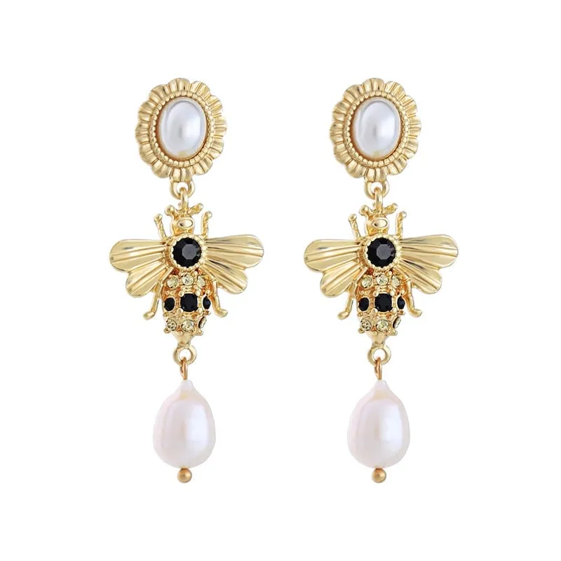 Crystal Freshwater Pearl Bee Drop Earrings sold by Zulily