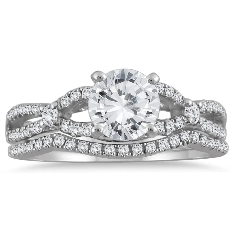 AGS Certified 1 1/3 Carat TW Diamond Bridal Set with Stones in 14K White Gold (H-I Color, I1-I2 Clarity) sold by Zulily