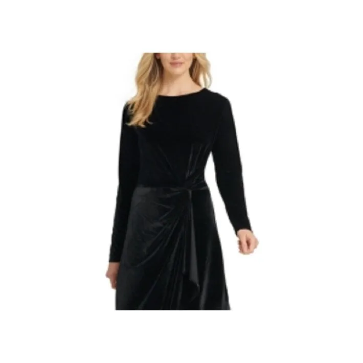 DKNY Women's Long Sleeve Jewel Neck Knee Length Sheath Dress Black Size Medium sold by Zulily product image thumbnail 2