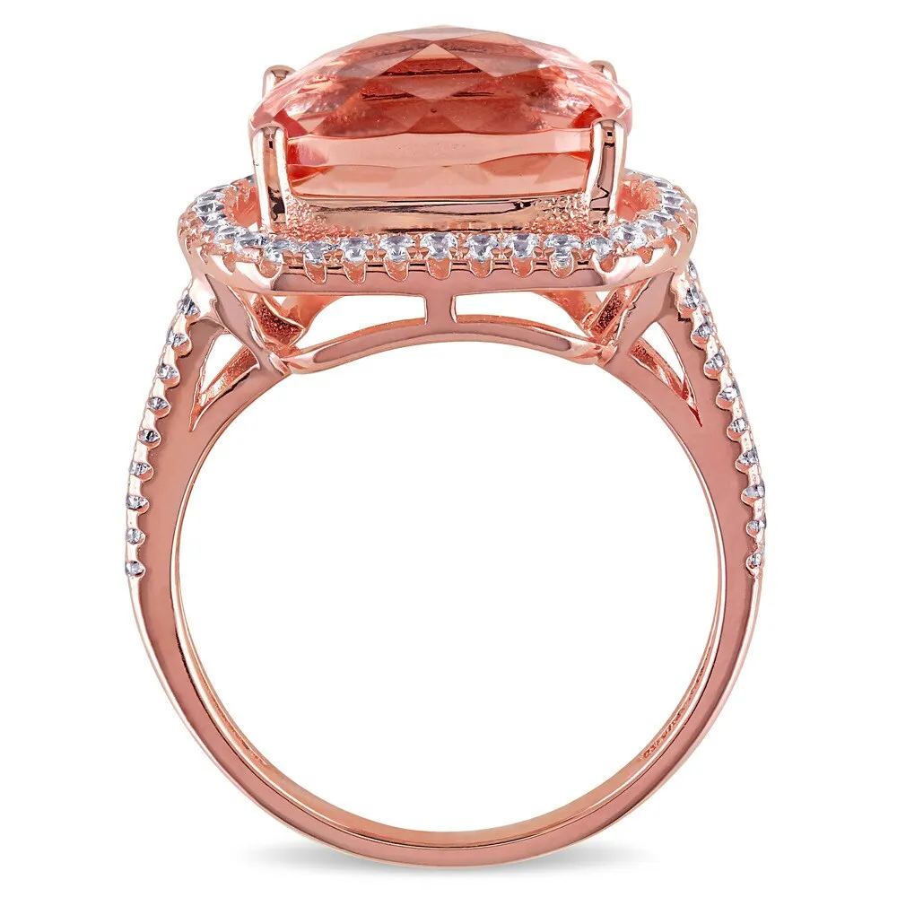 Miadora Sterling Silver Rose Glass/ Cubic Zirconia Side Stones Cocktail Ring sold by Zulily product image thumbnail 5