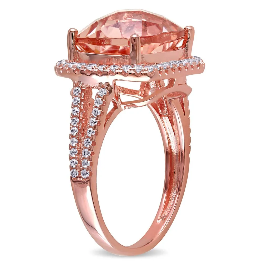 Miadora Sterling Silver Rose Glass/ Cubic Zirconia Side Stones Cocktail Ring sold by Zulily product image thumbnail 2