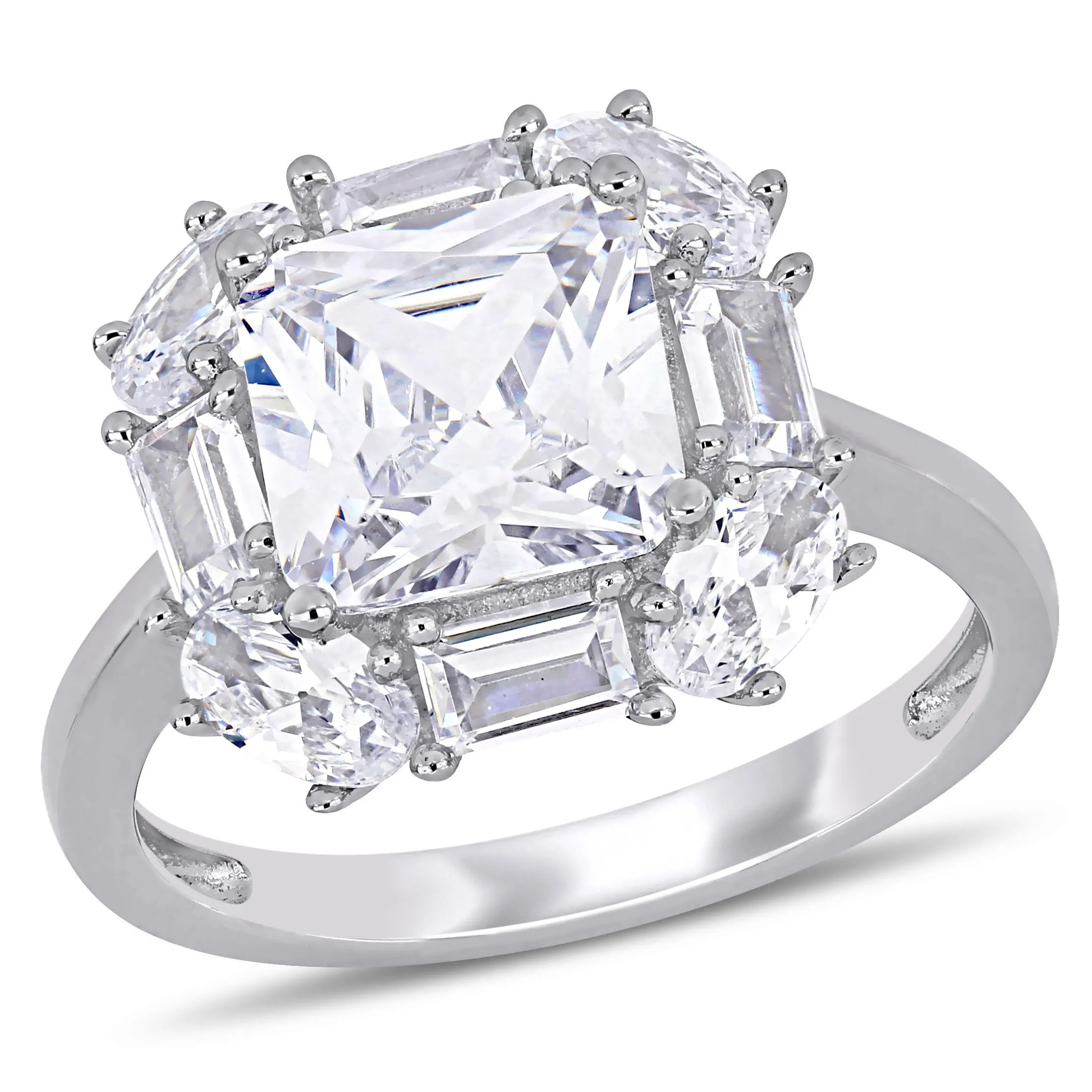 Miadora 6 CT TGW Multi-Cut Cubic Zirconia Clustered Halo Ring in Sterling Silver sold by Zulily