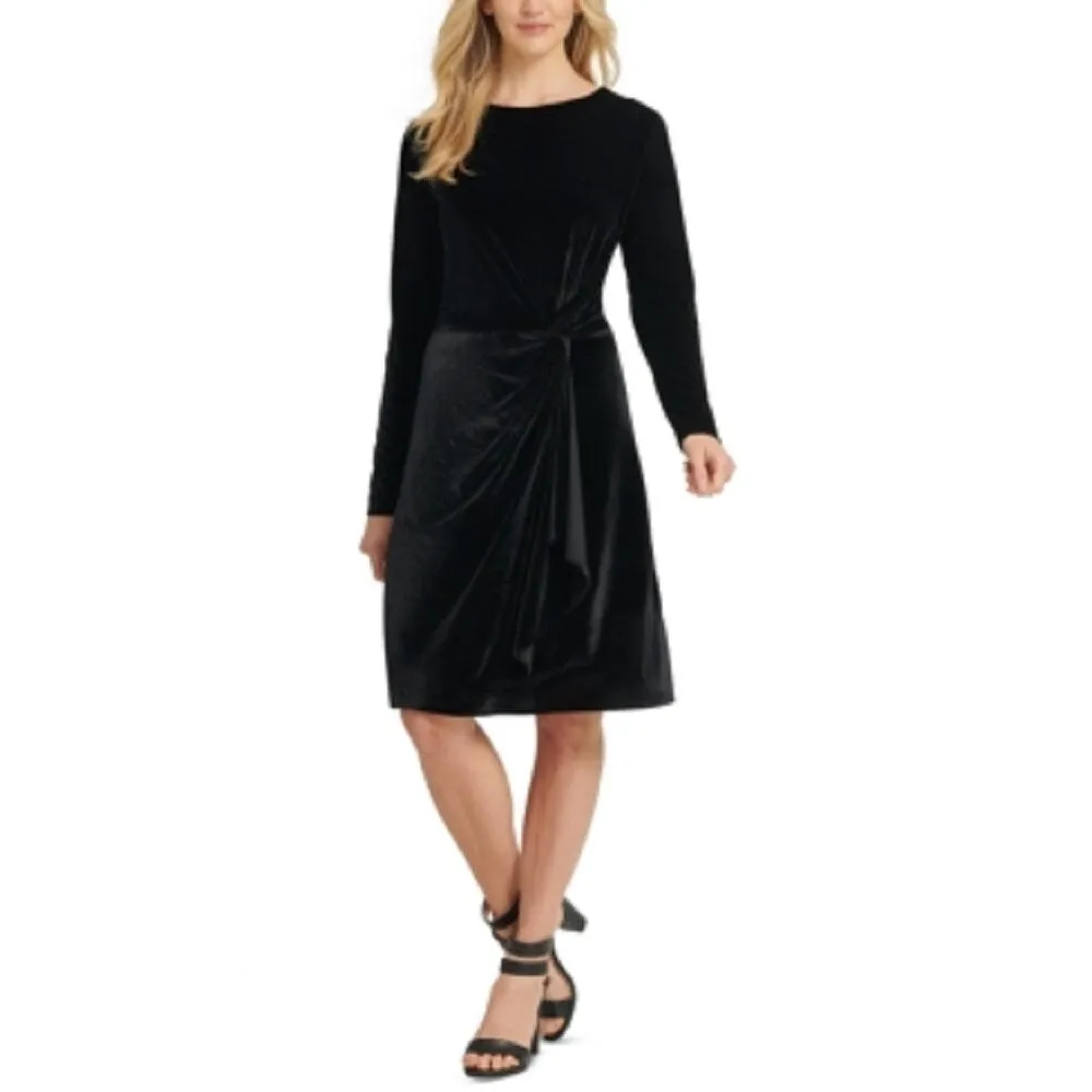 DKNY Women's Long Sleeve Jewel Neck Knee Length Sheath Dress Black Size Medium sold by Zulily