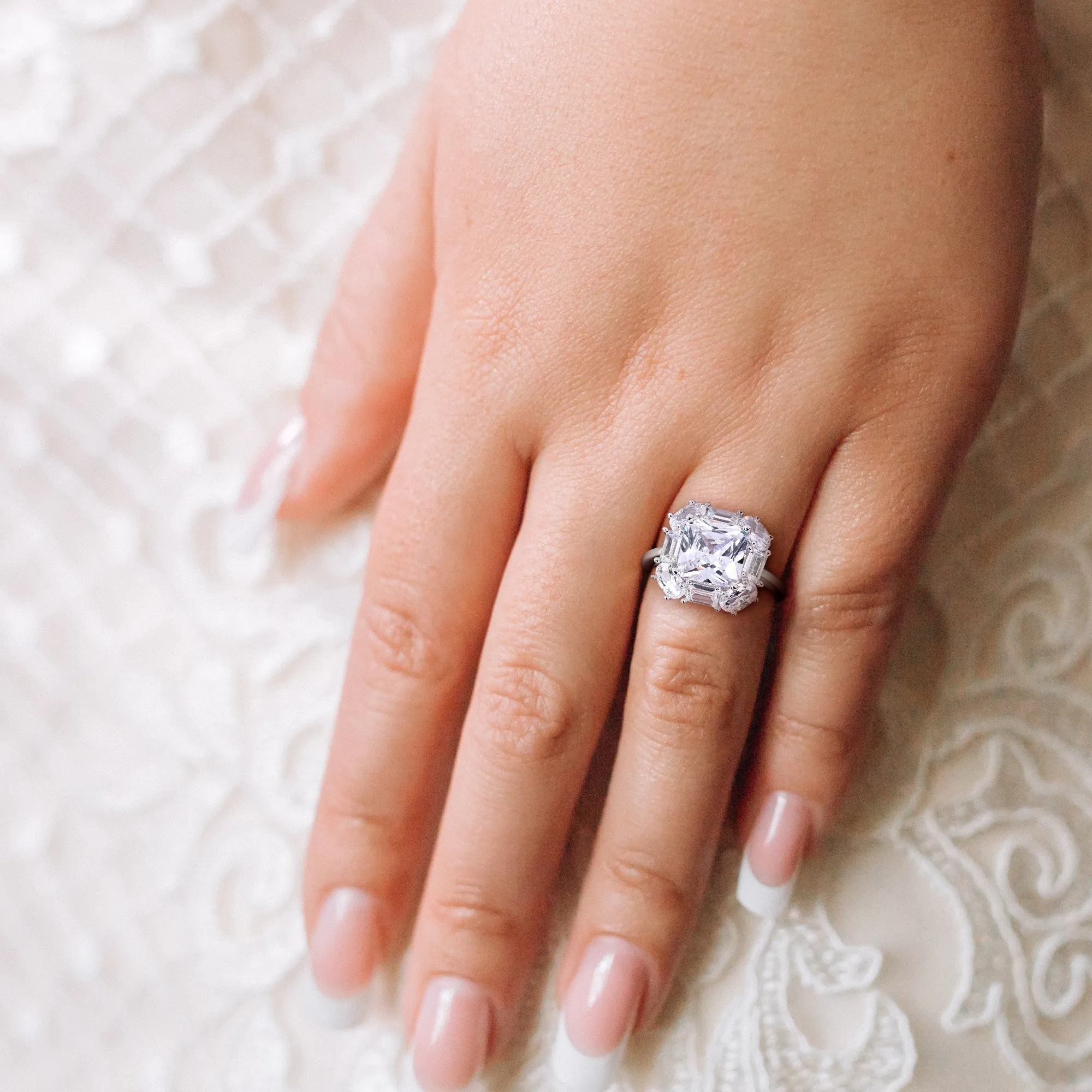 Miadora 6 CT TGW Multi-Cut Cubic Zirconia Clustered Halo Ring in Sterling Silver sold by Zulily product image thumbnail 5