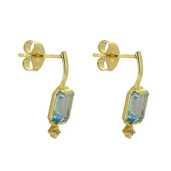 YS Gems Gold Plated Silver Minimalist Blue Topaz Topaz Drop Earrings sold by Zulily