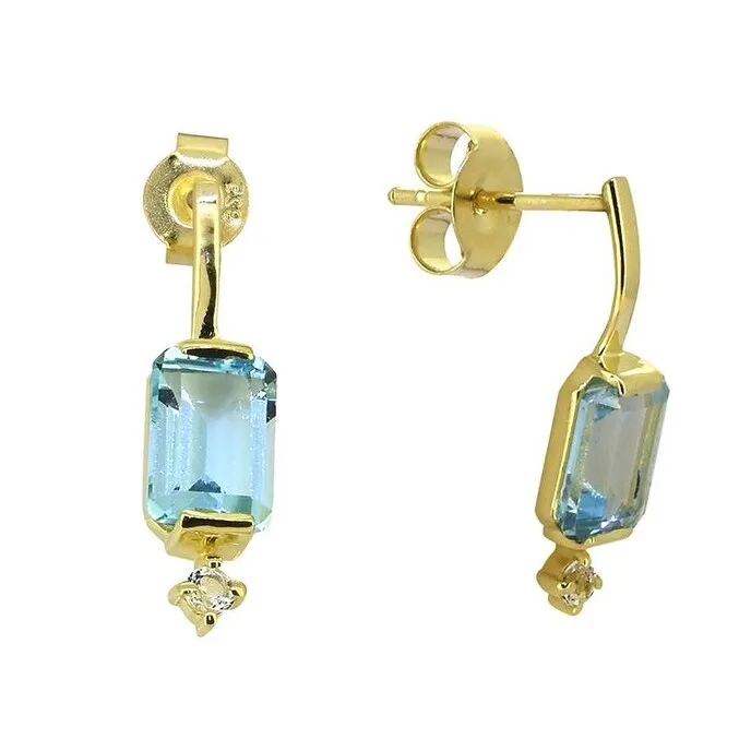 YS Gems Gold Plated Silver Minimalist Blue Topaz Topaz Drop Earrings sold by Zulily product image thumbnail 2