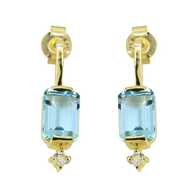 YS Gems Gold Plated Silver Minimalist Blue Topaz Topaz Drop Earrings sold by Zulily product image thumbnail 4