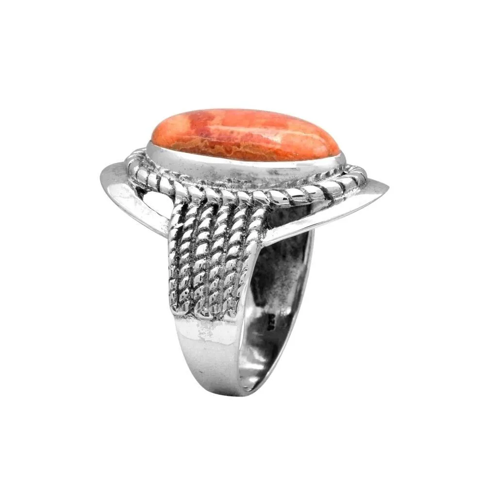 YS Gems Sterling Silver Orange Mohave Turquoise Ring sold by Zulily