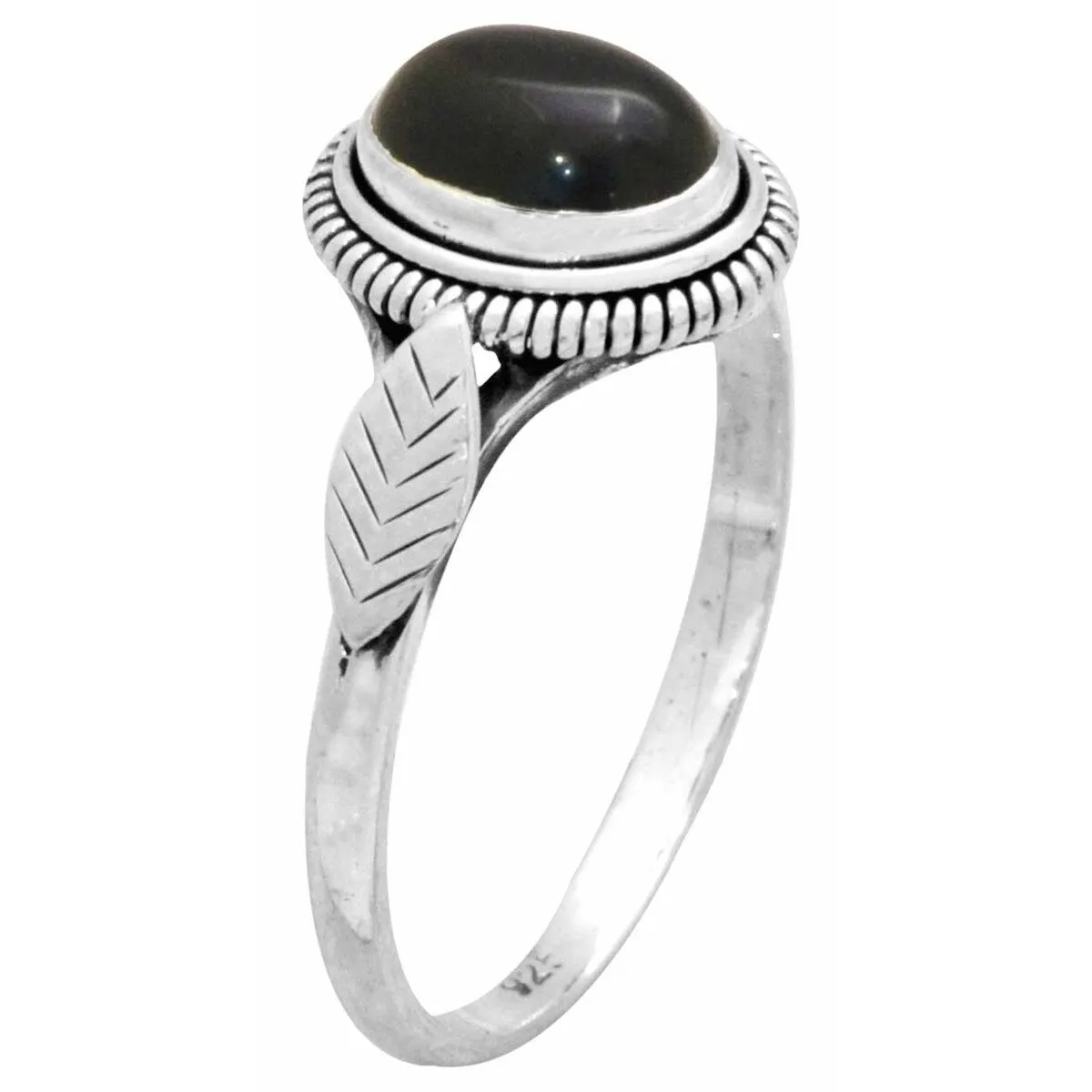 YS Gems Sterling Silver Leaf Accent Ring with Black Onyx Ring sold by Zulily product image thumbnail 2