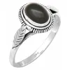 YS Gems Sterling Silver Leaf Accent Ring with Black Onyx Ring sold by Zulily