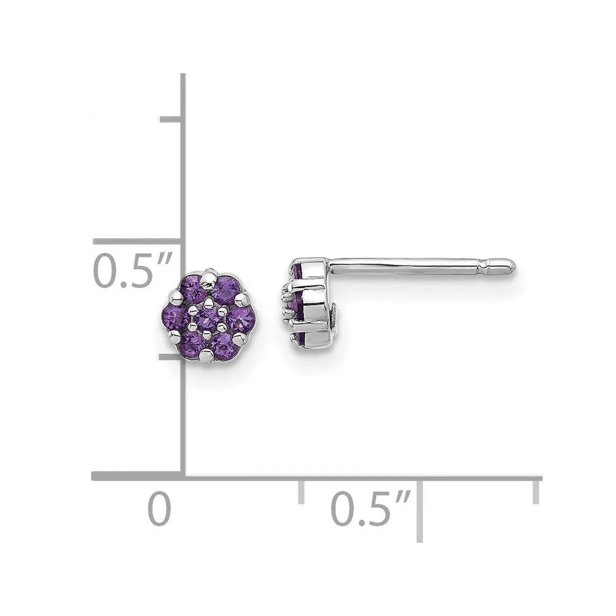 Curata 925 Sterling Silver Rhodium Plated Amethyst Flower Post Earrings - 4.83x5.04mm sold by Zulily product image thumbnail 2