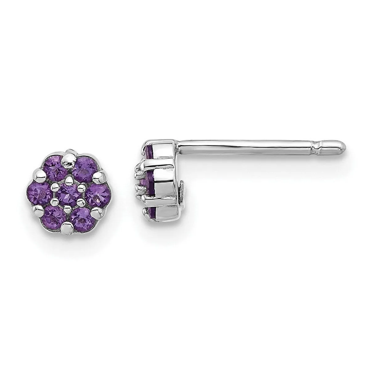 Curata 925 Sterling Silver Rhodium Plated Amethyst Flower Post Earrings - 4.83x5.04mm sold by Zulily product image thumbnail 3
