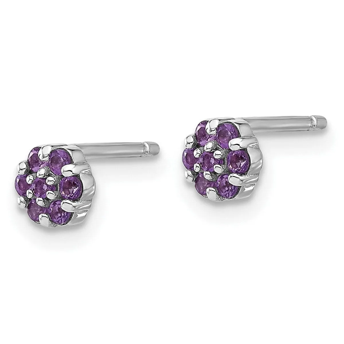 Curata 925 Sterling Silver Rhodium Plated Amethyst Flower Post Earrings - 4.83x5.04mm sold by Zulily product image thumbnail 4