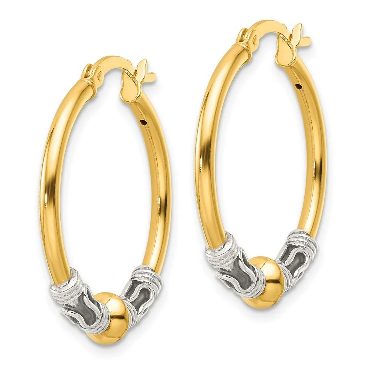 Curata 925 Sterling Silver Beaded Hoop Artisan Oxidized Earrings - 27.5x4.25mm sold by Zulily product image thumbnail 2