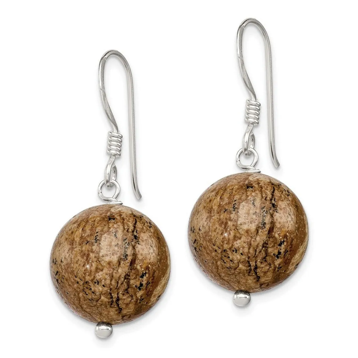 Curata 925 Sterling Silver Picture Jasper Bead Dangle Hook Earrings - 28x14mm sold by Zulily product image thumbnail 2