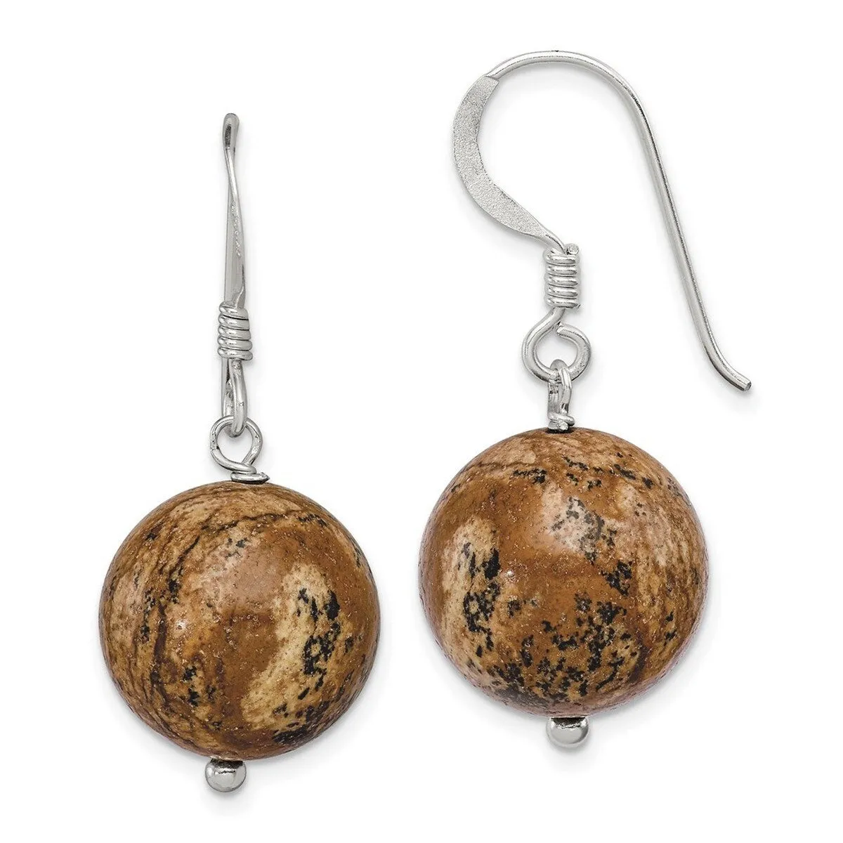 Curata 925 Sterling Silver Picture Jasper Bead Dangle Hook Earrings - 28x14mm sold by Zulily product image thumbnail 5