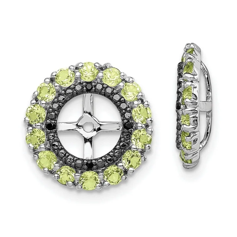 Curata 925 Sterling Silver 13mm Peridot and Black Sapphire Earring Jackets sold by Zulily