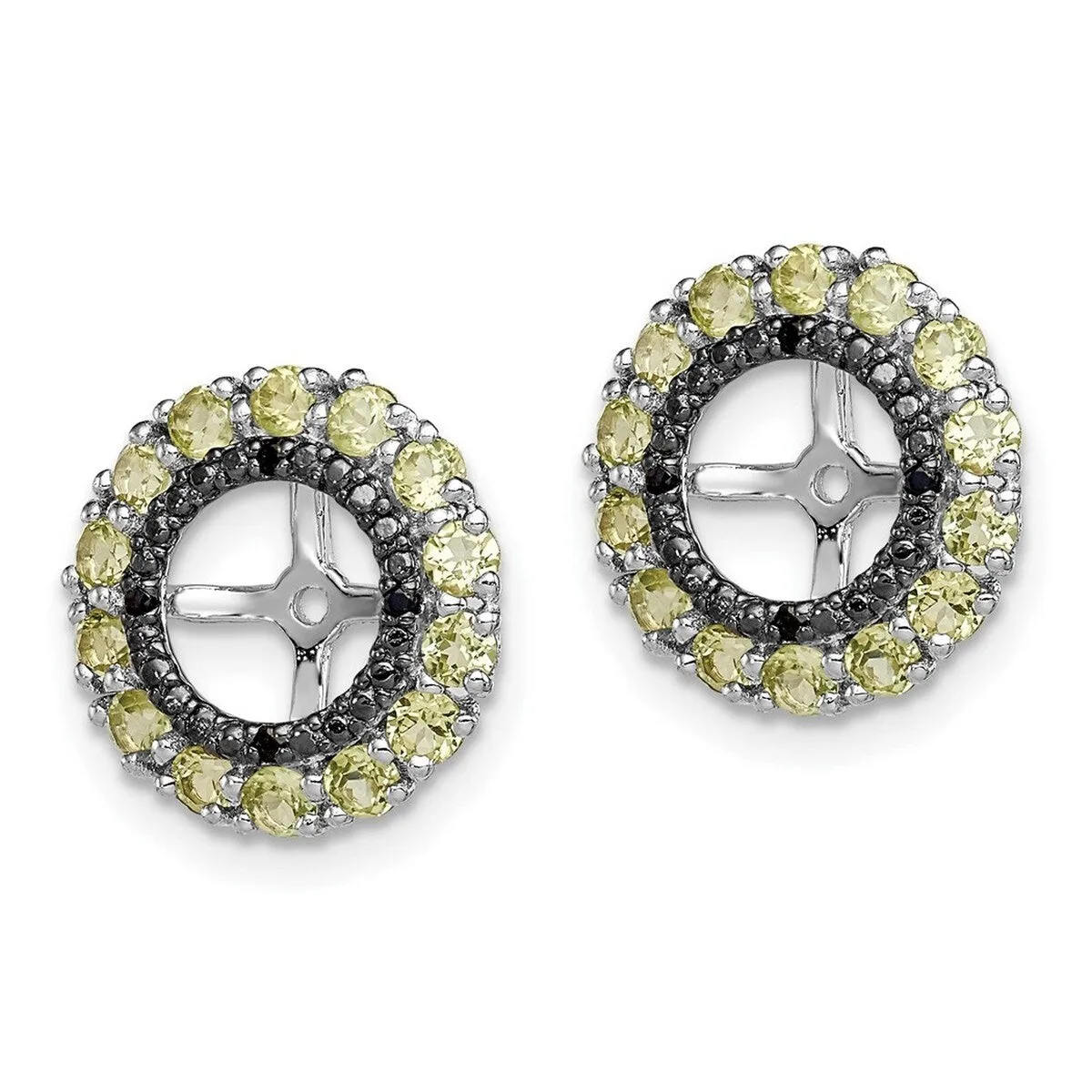 Curata 925 Sterling Silver 13mm Peridot and Black Sapphire Earring Jackets sold by Zulily product image thumbnail 2