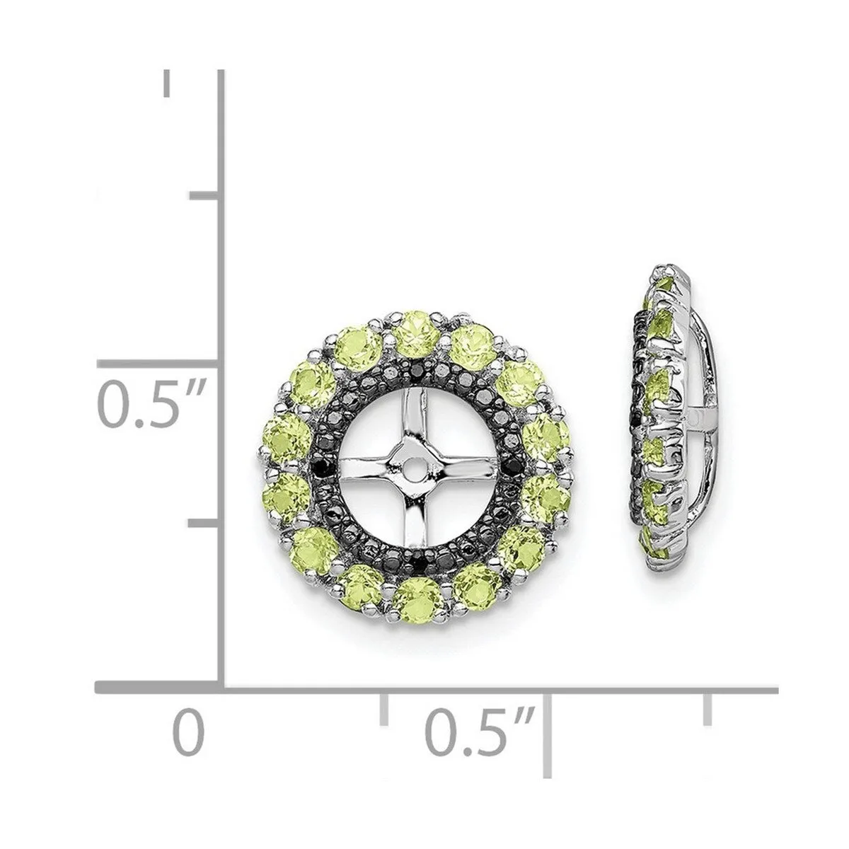 Curata 925 Sterling Silver 13mm Peridot and Black Sapphire Earring Jackets sold by Zulily product image thumbnail 5