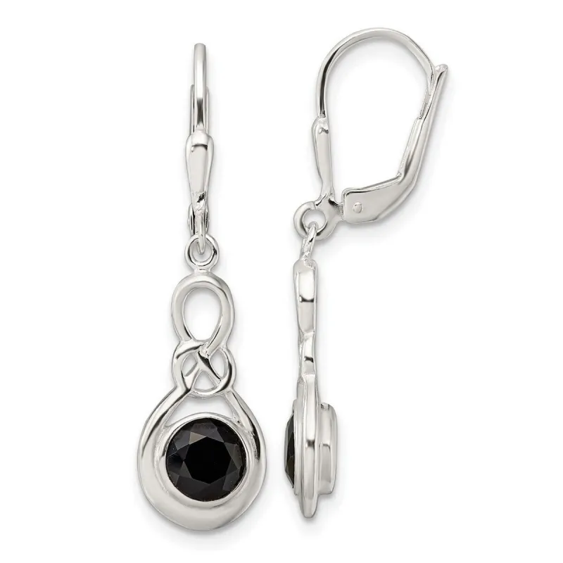 Curata 925 Sterling Silver Black Onyx Knot Leverback Dangle Earrings - 36.5x9.5mm sold by Zulily