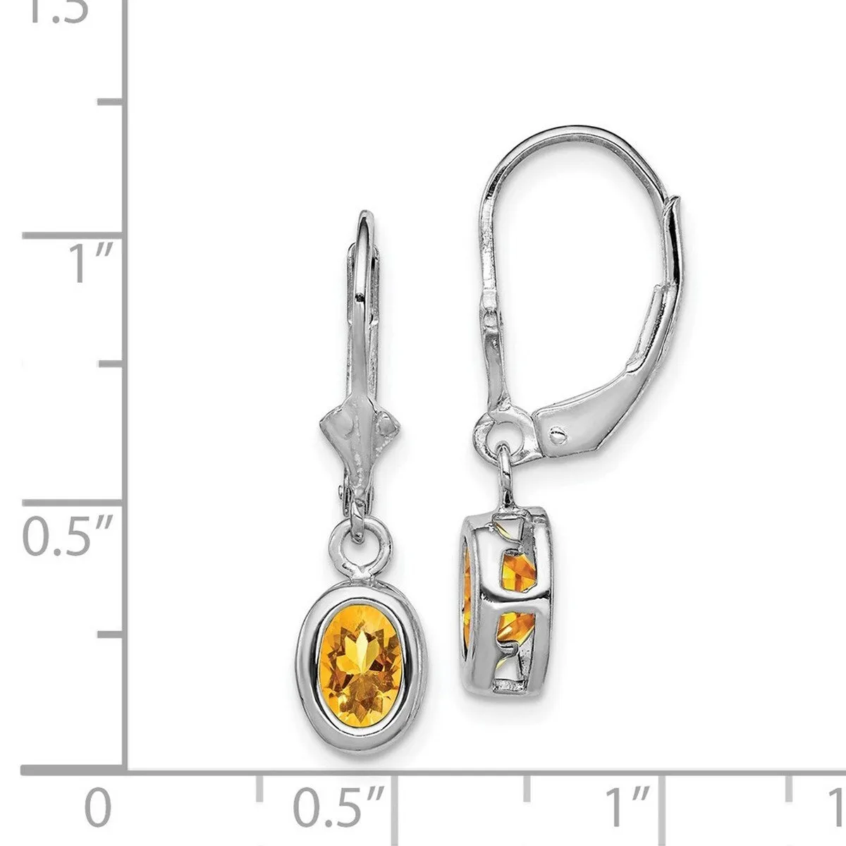 Curata 925 Sterling Silver Bezel 7x5mm Oval Citrine Leverback Earrings - 28x8mm sold by Zulily product image thumbnail 3