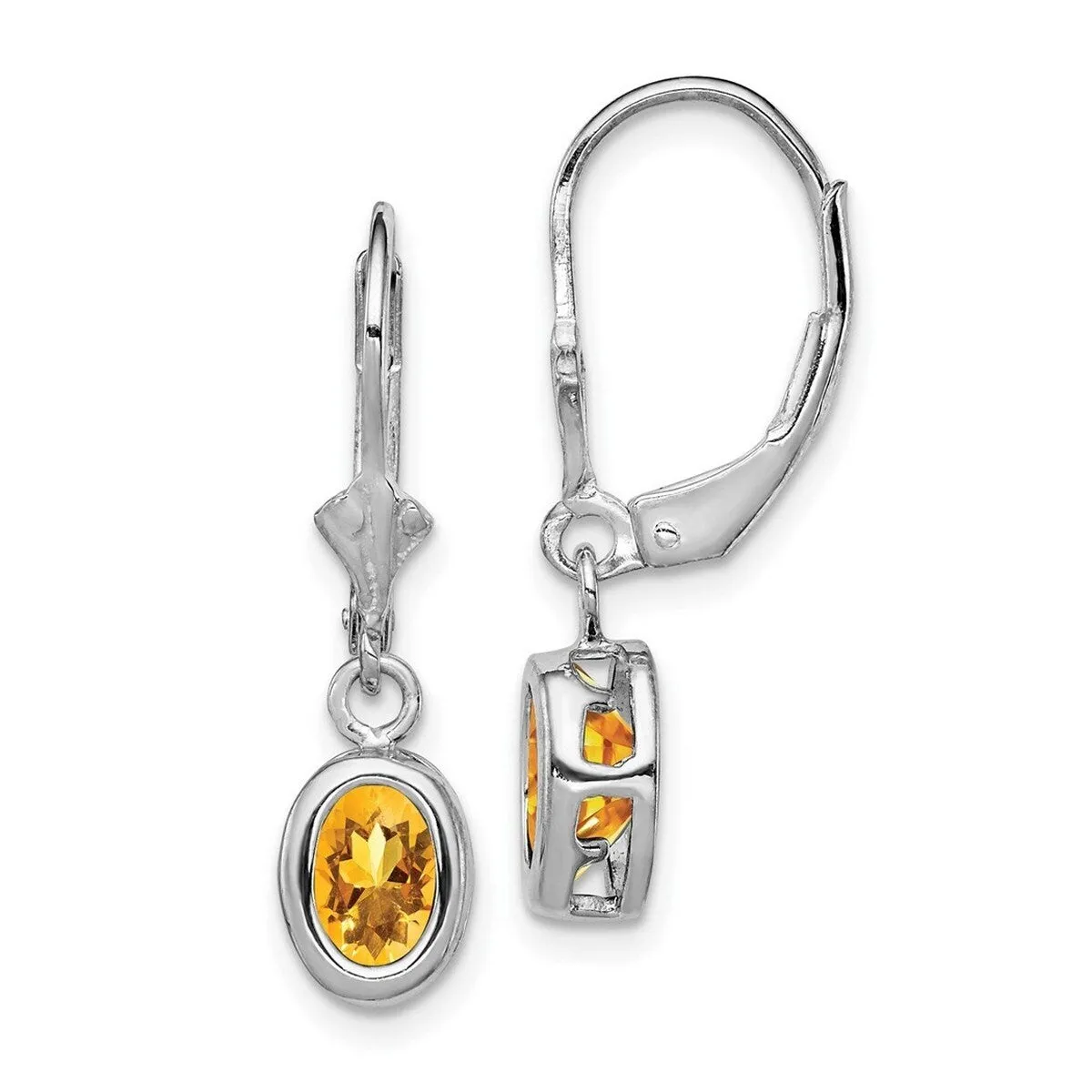 Curata 925 Sterling Silver Bezel 7x5mm Oval Citrine Leverback Earrings - 28x8mm sold by Zulily product image thumbnail 2