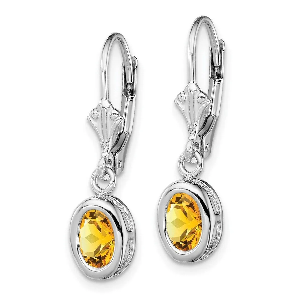 Curata 925 Sterling Silver Bezel 7x5mm Oval Citrine Leverback Earrings - 28x8mm sold by Zulily product image thumbnail 4