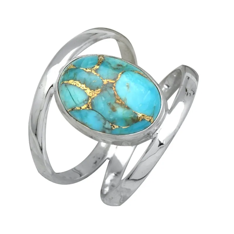 YS Gems Sterling Silver Blue Copper Turquoise Open Band Ring sold by Zulily