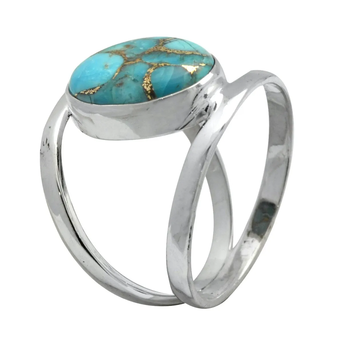 YS Gems Sterling Silver Blue Copper Turquoise Open Band Ring sold by Zulily product image thumbnail 2