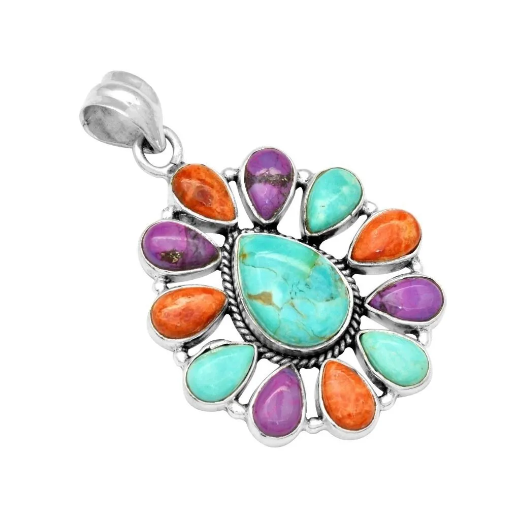 YS Gems Sterling Silver Mohave Turquoise Cluster Pendant sold by Zulily
