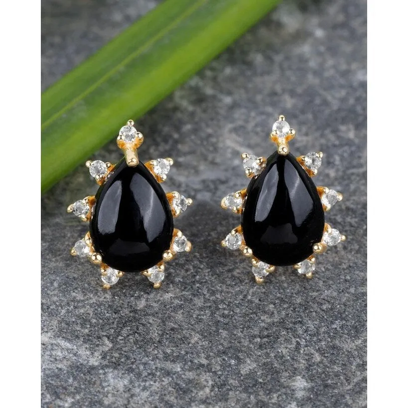 YS Gems Gold plated Over sterling Silver Black Onyx Stud Earrings - .55x.25 sold by Zulily product image thumbnail 2