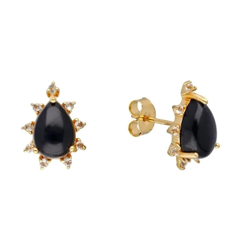YS Gems Gold plated Over sterling Silver Black Onyx Stud Earrings - .55x.25 sold by Zulily