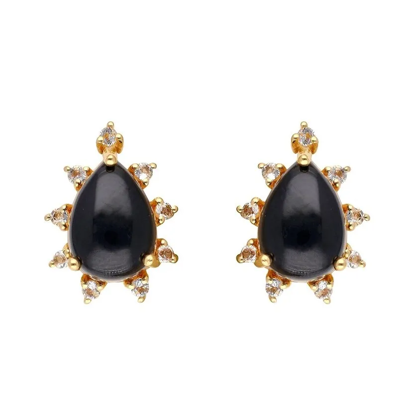 YS Gems Gold plated Over sterling Silver Black Onyx Stud Earrings - .55x.25 sold by Zulily product image thumbnail 3