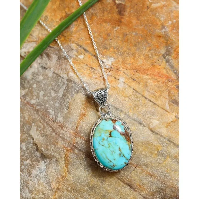 YS Gems Sterling Silver Blue Mohave Turquoise Artisan Pendant sold by Zulily product image thumbnail 2