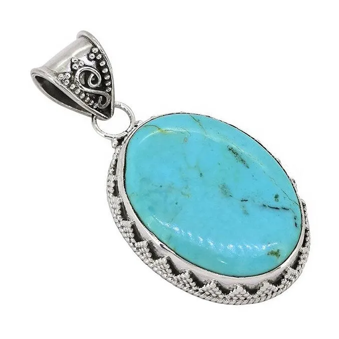 YS Gems Sterling Silver Blue Mohave Turquoise Artisan Pendant sold by Zulily