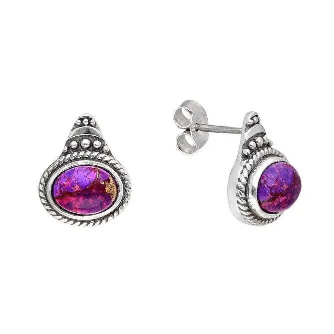 YS Gems Purple Copper Turquoise Sterling Silver Stud Earrings - .5 x 5 sold by Zulily product image thumbnail 3