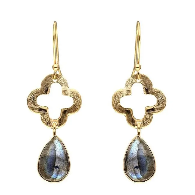 YS Gems Gold Plated Over Silver Labradorite Clover Drop Earrings - 1.5 x .6 sold by Zulily product image thumbnail 2