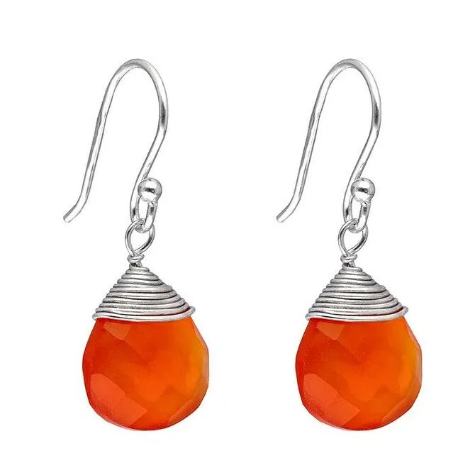 YS Gems Carnelian Sterling Silver Wire Wrap Dangle Drop Earrings - 1.45 x .4 sold by Zulily product image thumbnail 2