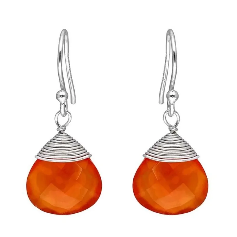 YS Gems Carnelian Sterling Silver Wire Wrap Dangle Drop Earrings - 1.45 x .4 sold by Zulily